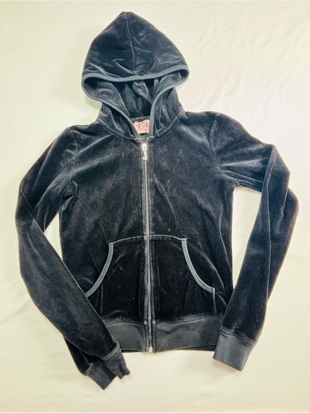 Women's Black Velvet Zip-Up Hoodie Jacket W689